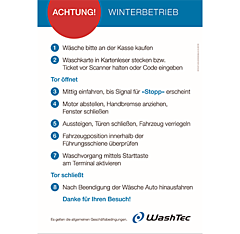 Schild Einfahrt Winter "Karte/Scan/Code"