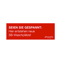 Banner "Neue SB-Plätze" 3x1 m rot