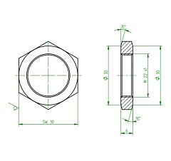 SECHSKANTMUTTER FLACH M22X1-A2