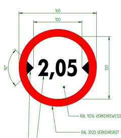 AUFKLEBER SPURBREITE 2,05M