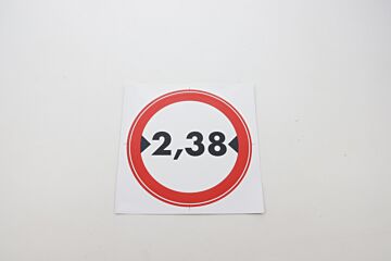 Aufkleber Durchfahrtsbreite 2,38M