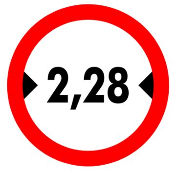 Aufkleber Durchfahrtsbreite 2,28M