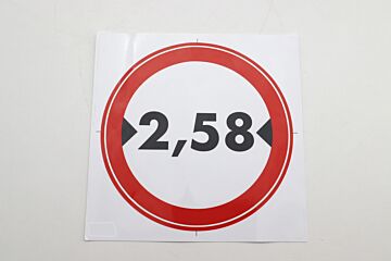Aufkleber Durchfahrtsbreite 2,58M